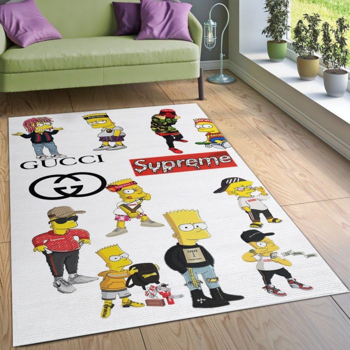 Gucci Supreme The Simpsons Luxury Brand Fashion Area Rug Carpet Floor Decor Living Room RR2694