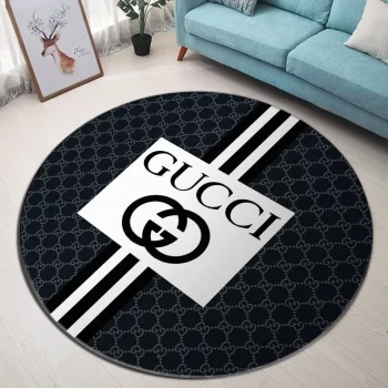 Gucci White Black Luxury Brand Fashion Round Rug Carpet Floor Decor RR1052