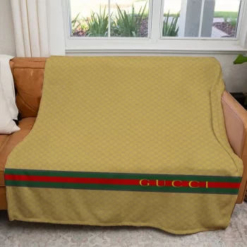 Gucci Yellow Luxury Brand Premium Fleece Sherpa Blanket Sofa Decor BL3049