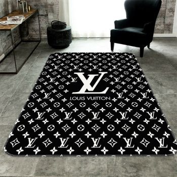 Louis Vuitton Black White Logo Fashion Luxury Brand Area Rug Carpet Floor Decor RR2704