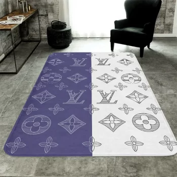 Louis Vuitton Blue White Luxury Fashion Luxury Brand Premium Area Rug Carpet Floor Decor RR2623