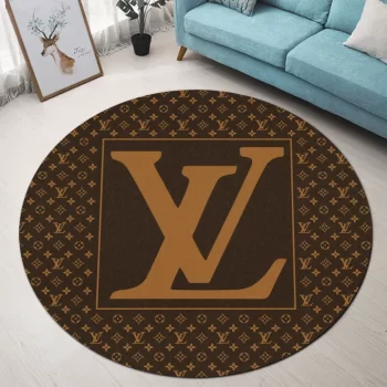 Louis Vuitton Brown Luxury Brand Fashion Round Rug Carpet Floor Decor RR1054