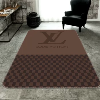 Louis Vuitton Brown Luxury Fashion Luxury Brand Area Rug Carpet Floor Decor RR2604