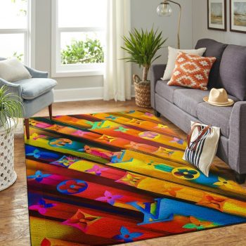 Louis Vuitton Colorful Logo Luxury Area Rug Carpet Floor Decor RR2745