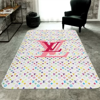 Louis Vuitton Colorful Luxury Fashion Luxury Brand Premium Area Rug Carpet Floor Decor RR2621