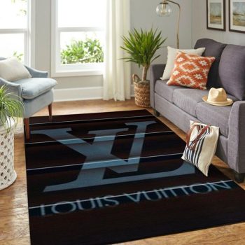 Louis Vuitton Grey Logo Luxury Area Rug Carpet Floor Decor RR2742