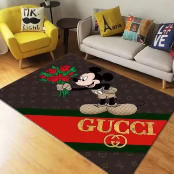 Louis Vuitton Gucci Mickey Luxury Fashion Luxury Brand Premium Area Rug Carpet Floor Decor RR2632