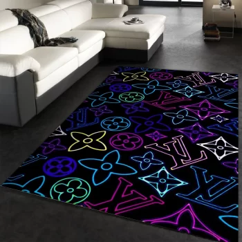 Louis Vuitton Neon Area Rug Fashion Brand Area Rug Christmas Gift Decor RR2933