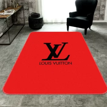 Louis Vuitton Red Fashion Area Rug Carpet Floor Decor Luxury Brand RR2591