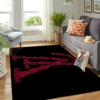 Louis Vuitton Roses Logo Luxury Area Rug Carpet Floor Decor RR2743