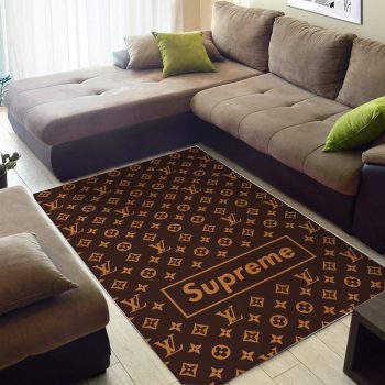 Louis Vuitton Supreme Brown Luxury Brand Premium Area Rug Carpet Floor Decor RR2727