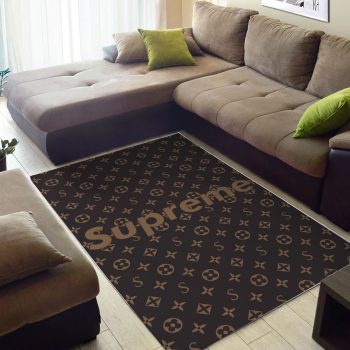 Louis Vuitton Supreme Brown Luxury Brand Premium Logo Area Rug Carpet Floor Decor RR2726