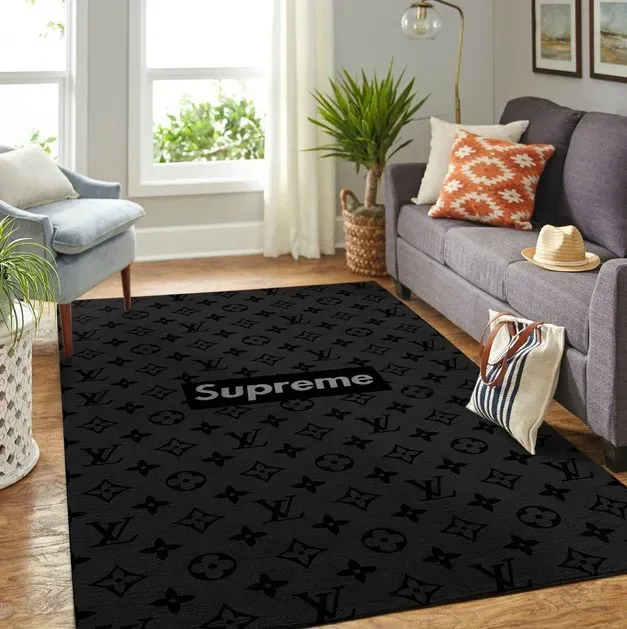 Louis Vuitton Supreme Fashion Logo Limited Luxury Brand Area Rug Carpet Floor Decor RR3116