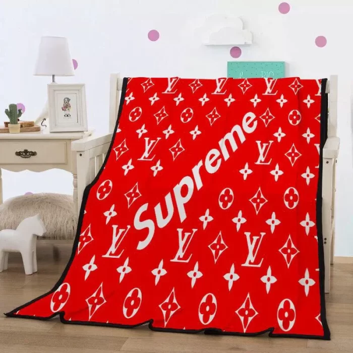 Louis Vuitton Supreme Fashion Luxury Brand Fleece Blanket Comfortable Blanket BL3186