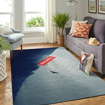 Louis Vuitton Supreme Sky Black Logo Luxury Area Rug Carpet Floor Decor RR2737