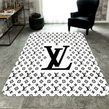 Louis Vuitton White Fashion Logo Luxury Brand Area Rug Carpet Floor Decor RR2706