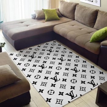 Louis Vuitton White Luxury Brand Premium Logo Area Rug Carpet Floor Decor RR2725