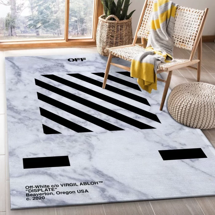 Off-White Black Marmor Area Rug Living Room Rug Floor Decor Floor Decor RR2919