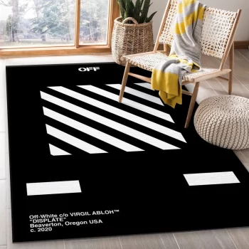 Off-White Displate Stripes Area Rug Fashion Brand Rug Floor Decor Floor Decor RR2908