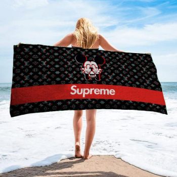 Supreme And Mickey Beach Towel Luxury Brand Hot Trending Summer 2023 BT00356