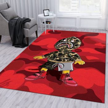 Supreme Bape Red Fashion Area Rug Carpet Floor Decor Living Room Luxury Brand RR2697