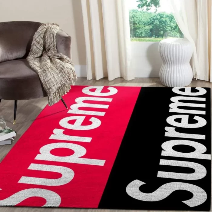 Supreme Red Black Luxury Fashion Luxury Brand Premium Area Rug Carpet Floor Decor RR2633