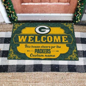 This House Cheers For Green Bay Packers Custom Name Personalized Doormat Welcome Mat DM1852