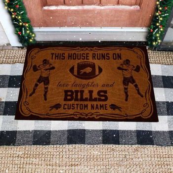 This House Runs On Buffalo Bills Custom Personalized Vintage Design Doormat Welcome Mat DM1891