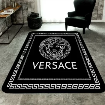 Versace Black Luxury Fashion Luxury Brand Premium Area Rug Carpet Floor Decor RR2626