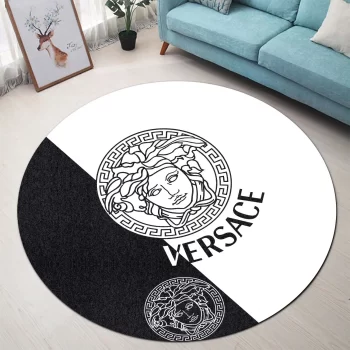 Versace Black White Luxury Brand Round Rug Carpet Floor Decor RR1055