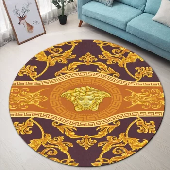 Versace Golden Luxury Brand Round Rug Carpet Floor Decor RR1070