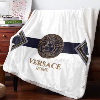 Versace Logo Fashion Luxury Brand Premium Fleece Sherpa Blanket Sofa Decor BL3105