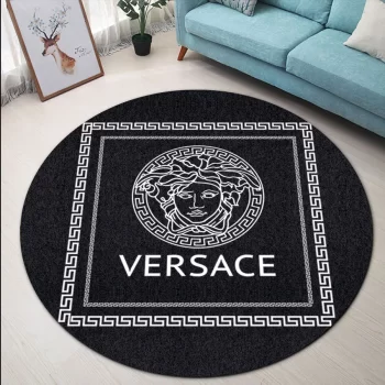 Versace Medusa Black Luxury Brand Round Rug Carpet Floor Decor RR1062