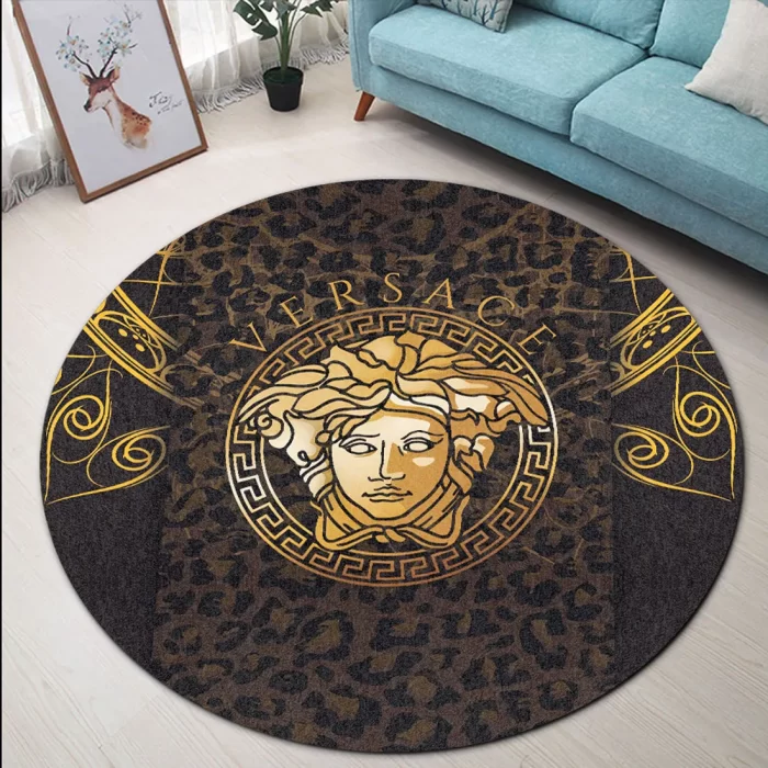 Versace Medusa Logo Luxury Brand Round Rug Carpet Floor Decor RR1061