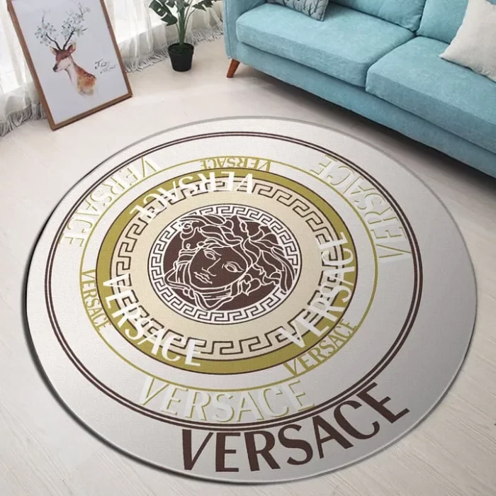 Versace Medusa Pattern Luxury Brand Fashion Round Rug Carpet Floor Decor RR1046