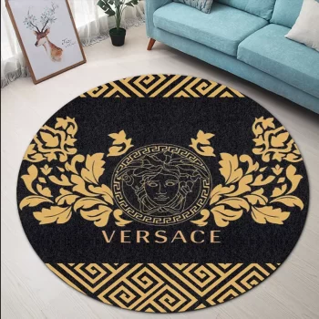 Versace Medusa Pattern Luxury Brand Round Rug Carpet Floor Decor RR1060