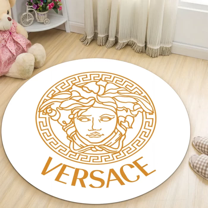 Versace Medusa White Luxury Brand Round Rug Carpet Floor Decor RR1065