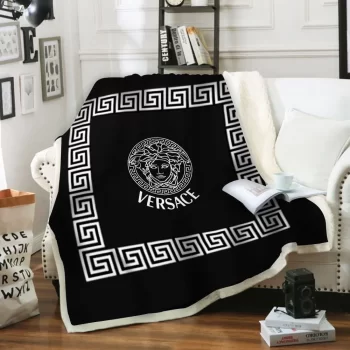 Versace Medusa White Pattern Black Blanket Sofa Bedding Room Decor BL3001