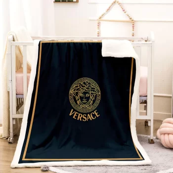 Versace Medusa Yellow Luxury Brand Premium Fleece Sherpa Blanket Sofa Decor BL3024