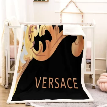 Versace Pattern Luxury Brand Premium Fleece Sherpa Blanket Sofa Decor BL3023