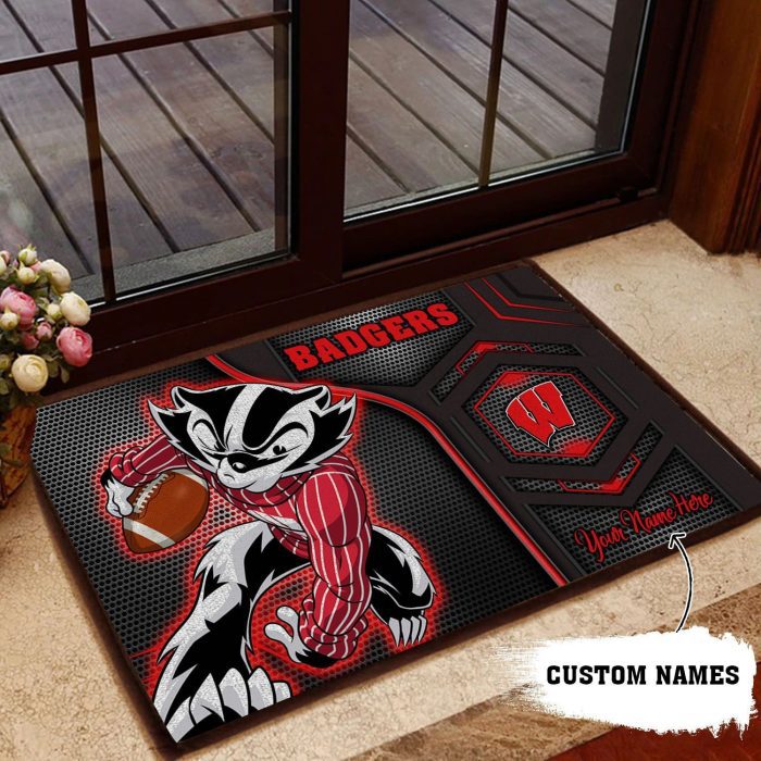 Wisconsin Badgers 3D Doormats NCAA Custom Name Doormat DM1176