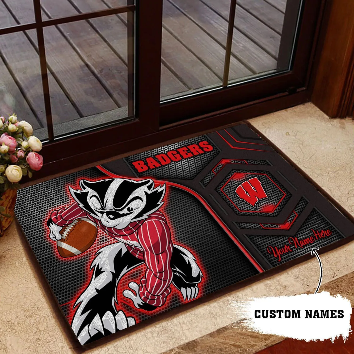 Wisconsin Badgers 3D Doormats NCAA Custom Name Doormat DM1176