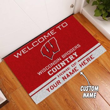 Wisconsin Badgers Country Custom Name Funny Luxury Front Entrance Doormat Welcome Mat DM1932