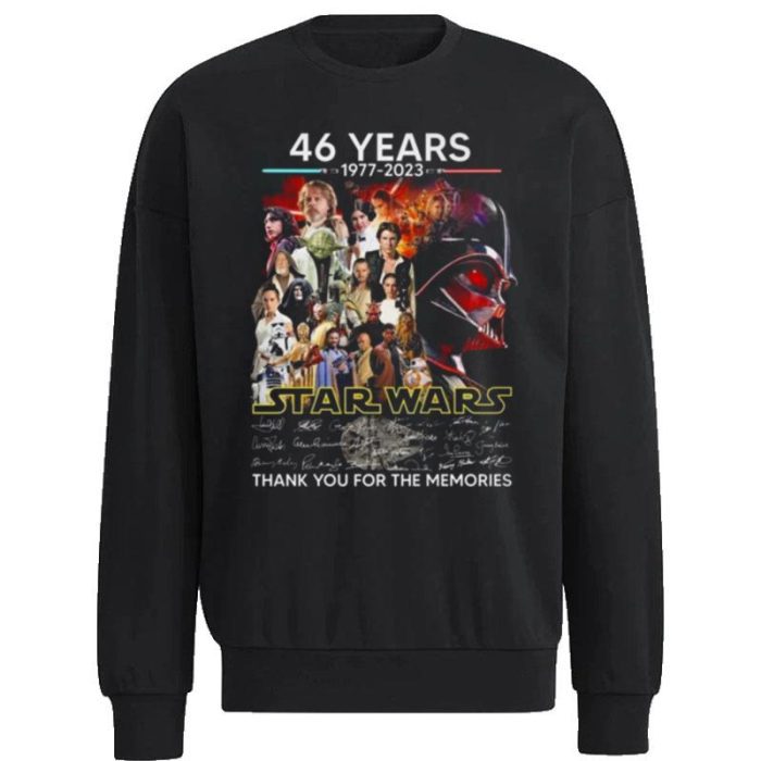 46 Years Of 1977 - 2023 Star Wars Thank You For The Memories Signatures Unisex Sweatshirt