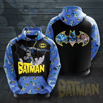 Batman Logo 3D Unisex Pullover Hoodie - Black Blue IHT2647