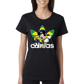 Brazil Football Mickey Mouse Adidas Women Lady T-Shirt