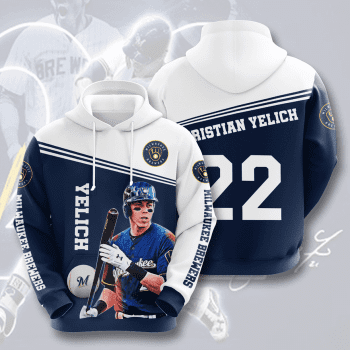 Christian Yelich 22 Milwaukee Brewers 3D Unisex Pullover Hoodie - Navy White IHT2651