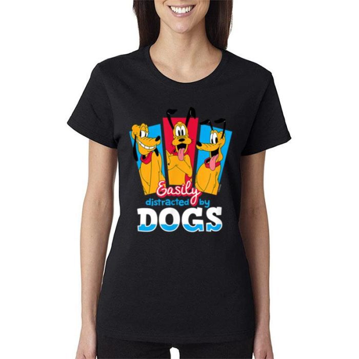 Disney Easily Distracted By Dogs Women Lady T-Shirt