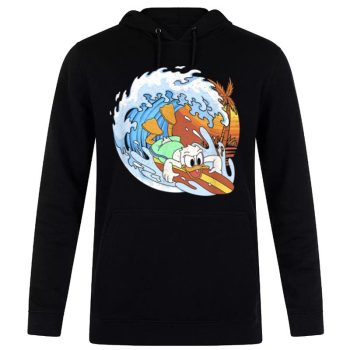 Disney Mickey And Friends Donald Duck Surfing Unisex Pullover Hoodie