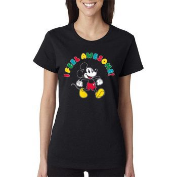 Disney Mickey I Feel Awesome Women Lady T-Shirt